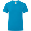 Bleu azur - Front - Fruit Of The Loom - T-shirt ICONIC - Fille