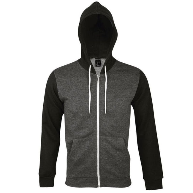 Gris sombre - Front - SOLS Silver - Sweatshirt à capuche et fermeture zippée - Homme