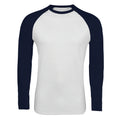 Blanc-bleu marine - Front - SOLS - T-shirt manches longues FUNKY - Homme