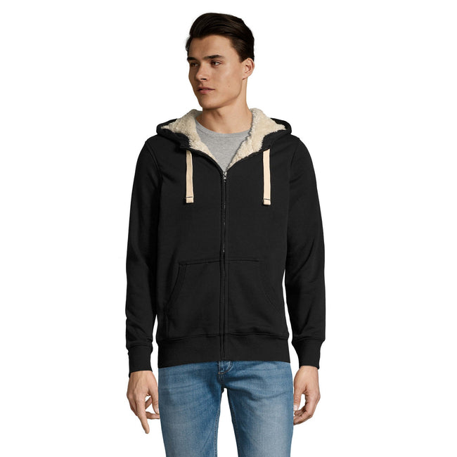 Noir - Back - SOLS Sherpa - Sweatshirt à capuche et fermeture zippée - Homme