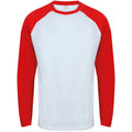Blanc - Rouge - Front - Skinni Fit - T-shirt - Homme