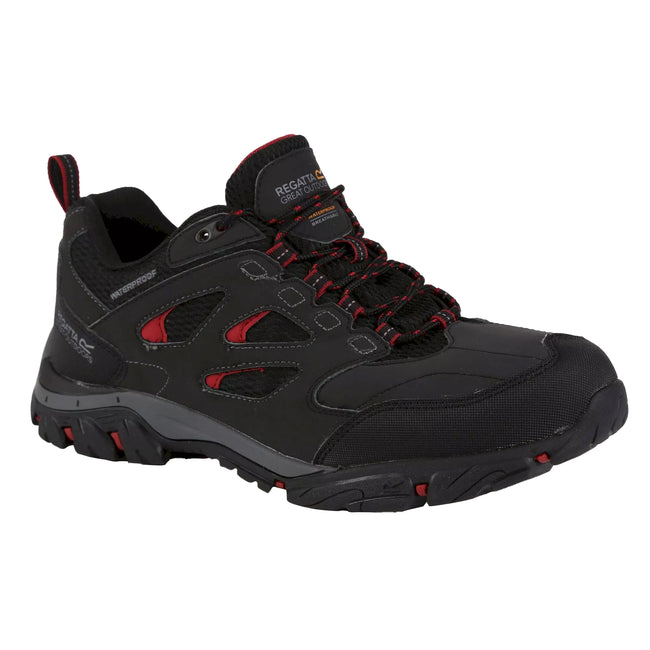 Gris foncé-rouge foncé - Front - Regatta - Chaussures de randonnée HOLCOMBE - Homme