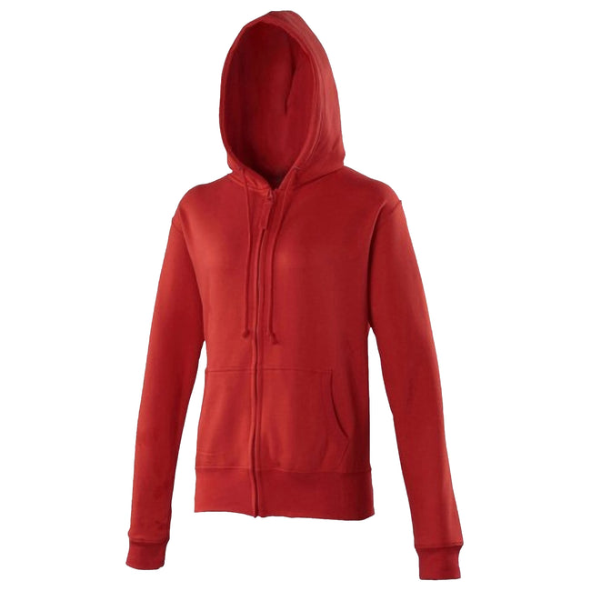 Rouge feu - Front - Awdis - Sweatshirt à capuche et fermeture zippée - Femme