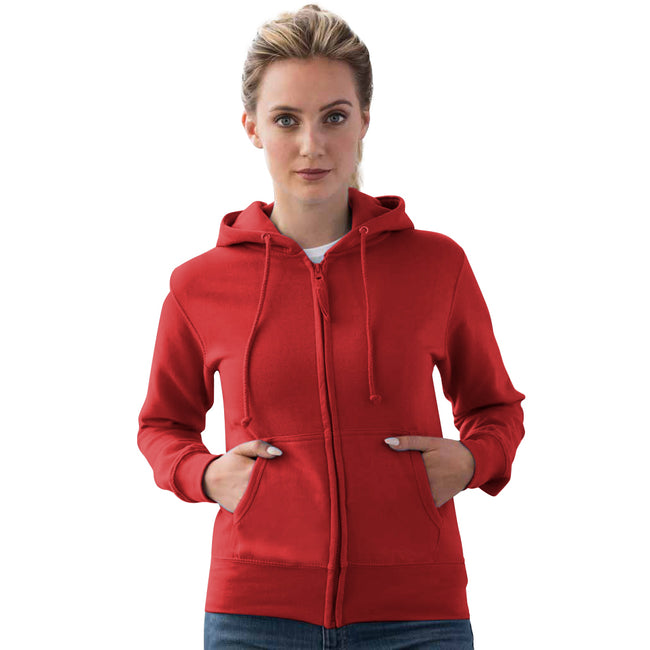 Rouge feu - Back - Awdis - Sweatshirt à capuche et fermeture zippée - Femme