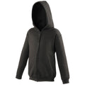 Noir - Front - Awdis - Sweatshirt à capuche et fermeture zippée - Enfant unisexe