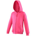 Rose - Front - Awdis - Sweatshirt à capuche et fermeture zippée - Enfant unisexe