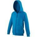 Bleu saphir - Front - Awdis - Sweatshirt à capuche et fermeture zippée - Enfant unisexe