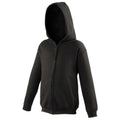 Noir profond - Front - Awdis - Sweatshirt à capuche et fermeture zippée - Enfant unisexe