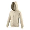 Beige - Front - Awdis - Sweatshirt à capuche et fermeture zippée - Enfant unisexe