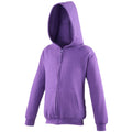 Violet - Front - Awdis - Sweatshirt à capuche et fermeture zippée - Enfant unisexe