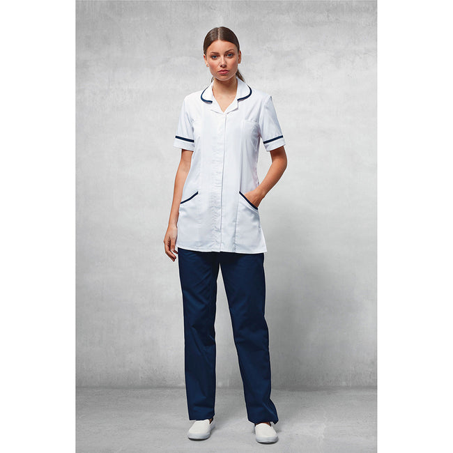 Blanc-Bleu marine - Side - Premier - Tunique médicale - Femme