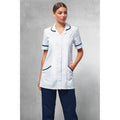 Blanc-Bleu marine - Pack Shot - Premier - Tunique médicale - Femme