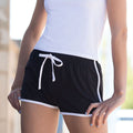 Noir-Blanc - Side - Skinni Fit - Short de sport rétro - Femme