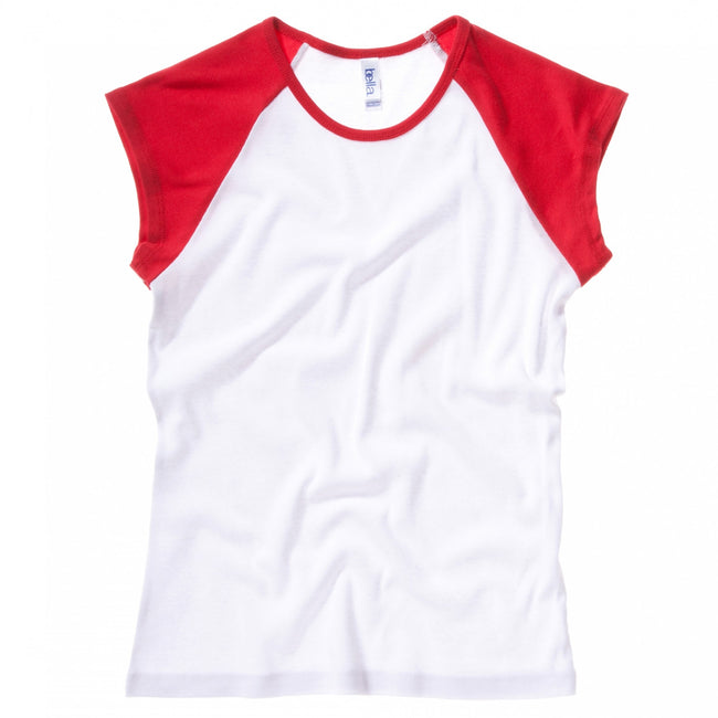 Blanc-Rouge - Front - Bella + Canvas - T-shirt 100% coton à manches courtes - Femme