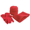 Rouge - Front - Result - Ensemble bonnet, gants et tour de cou polaires - Homme