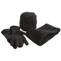 Noir - Front - Result - Ensemble bonnet, gants et tour de cou polaires - Homme