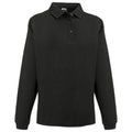 Noir - Front - Russell Europe - Sweatshirt avec col et boutons - Homme