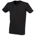 Noir - Side - Skinni Fit - T-shirt à manches courtes et col en V - Homme
