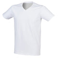 Blanc - Side - Skinni Fit - T-shirt à manches courtes et col en V - Homme