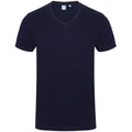 Bleu marine - Front - Skinni Fit - T-shirt à manches courtes et col en V - Homme