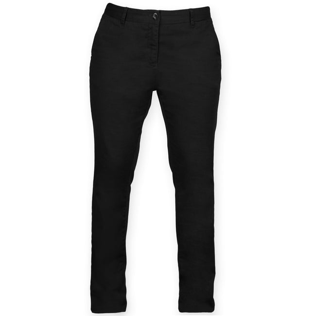 Noir - Front - Front Row - Pantalon stretch style chino - Femme