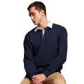 Bleu marine - Side - Front Row - T-shirt de rugby à manches longues en coton - Homme