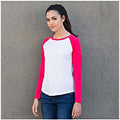 Blanc-Rose - Side - Skinni Fit - T-shirt à manches longues - Femme