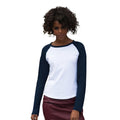 Blanc-Bleu marine - Back - Skinni Fit - T-shirt à manches longues - Femme