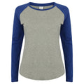 Gris chiné-Bleu roi - Front - Skinni Fit - T-shirt à manches longues - Femme