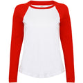 Blanc-Rouge - Front - Skinni Fit - T-shirt à manches longues - Femme