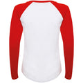 Blanc-Rouge - Back - Skinni Fit - T-shirt à manches longues - Femme