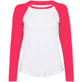 Blanc-Rose - Front - Skinni Fit - T-shirt à manches longues - Femme