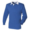Bleu roi-Blanc - Front - Front Row - Polo de rugby à manches longues 100% coton - Homme