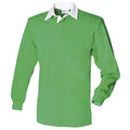 Vert vif-Blanc - Front - Front Row - Polo de rugby à manches longues 100% coton - Homme