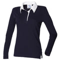 Bleu marine-Blanc - Front - Front Row - Polo de Rugby 100% coton - Femme