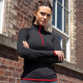 Noir-Rouge - Back - AWDis - Haut de sport à col zippé - Femme