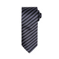 Noir-Gris foncé - Front - Premier - Cravate rayée - Homme