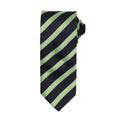 Noir-Vert citron - Front - Premier - Cravate rayée et gaufrée - Homme