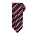 Noir-Rouge - Front - Premier - Cravate rayée et gaufrée - Homme