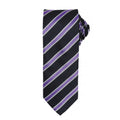 Noir-Violet - Front - Premier - Cravate rayée et gaufrée - Homme