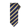 Bleu marine-Or - Front - Premier - Cravate rayée et gaufrée - Homme