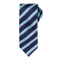 Bleu marine-Turquoise - Front - Premier - Cravate rayée et gaufrée - Homme