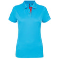 Turquoise-Rouge - Front - Asquith & Fox - Polo en contraste - Femme