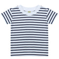 Blanc-Bleu marine - Front - Larkwood - T-shirt rayé à manches courtes - Bébé unisexe