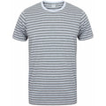 Gris chiné-Blanc - Front - Skinni Fit Striped - T-shirt à manches courtes - Adulte unisexe