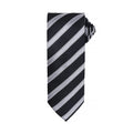 Noir-Gris foncé - Front - Premier - Cravate rayée et gaufrée - Homme (Lot de 2)
