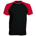 Noir-Rouge - Front - T-shirt de baseball à manches courtes Kariban pour homme