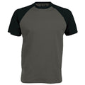 Gris ardoise-Noir - Front - T-shirt de baseball à manches courtes Kariban pour homme