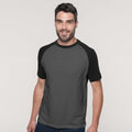 Gris ardoise-Noir - Back - T-shirt de baseball à manches courtes Kariban pour homme