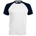 Blanc-Bleu marine - Front - T-shirt de baseball à manches courtes Kariban pour homme